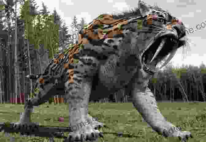 A Formidable Saber Toothed Tiger Crouches Among The Undergrowth, Its Razor Sharp Teeth Glinting In The Sunlight. Survivors: The Animals And Plants That Time Has Left Behind (Text Only)