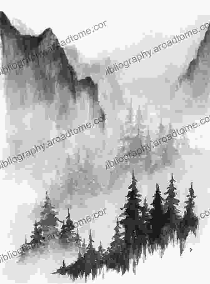 A Monochrome Ink And Wash Painting Depicting A Misty Mountain Landscape Special Subjects: Beginning Chinese Brush: Discover The Art Of Traditional Chinese Brush Painting (How To Draw Paint)