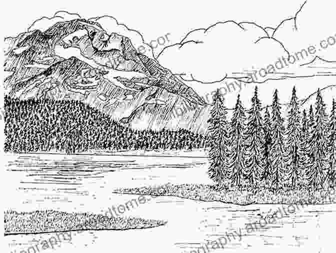 A Pen And Ink Drawing Of A Serene Mountain Landscape With A Cascading Waterfall And Distant Peaks Infinite Line: Imaginative Works Landscapes Still Lifes And Wild Life (Pen And Ink Drawings 1)