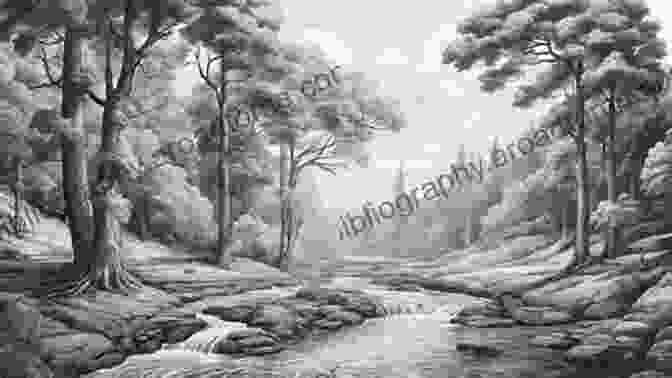 A Pen And Ink Drawing Of A Tranquil Forest Landscape With Towering Trees And A Winding River Infinite Line: Imaginative Works Landscapes Still Lifes And Wild Life (Pen And Ink Drawings 1)