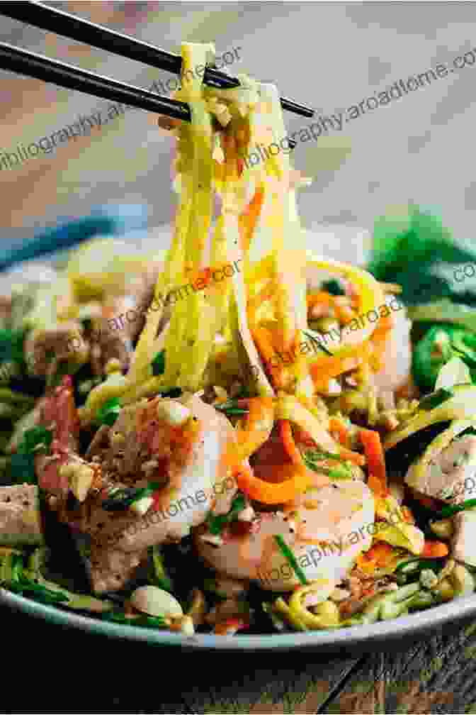 Aromatic Plate Of Pad Thai Noodles With Shrimp Thai And Nordic Cookbook: 2 In 1: 140 Recipes For Traditional Food From Scandinavia And Asia