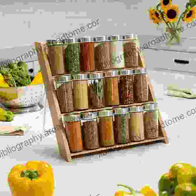 Organized Spice Rack Filled With Colorful Herbs And Spices Herbs Spices For Kitchen: Over 150 Herbs And Spices With Recipes For Marinades Spice Rubs Oils That Anyone To Need