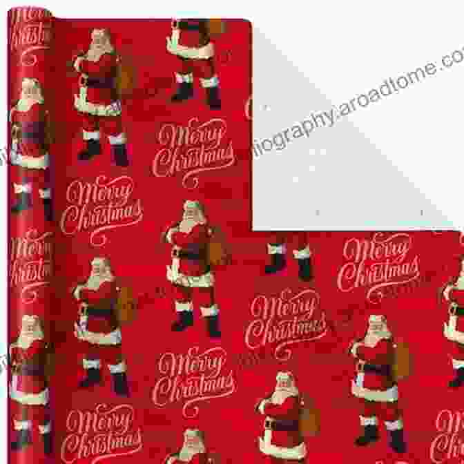 Santa Claus As A Gift, Wrapped In Festive Wrapping Paper. Funny Faces Santa Claus: With Lights And Sound